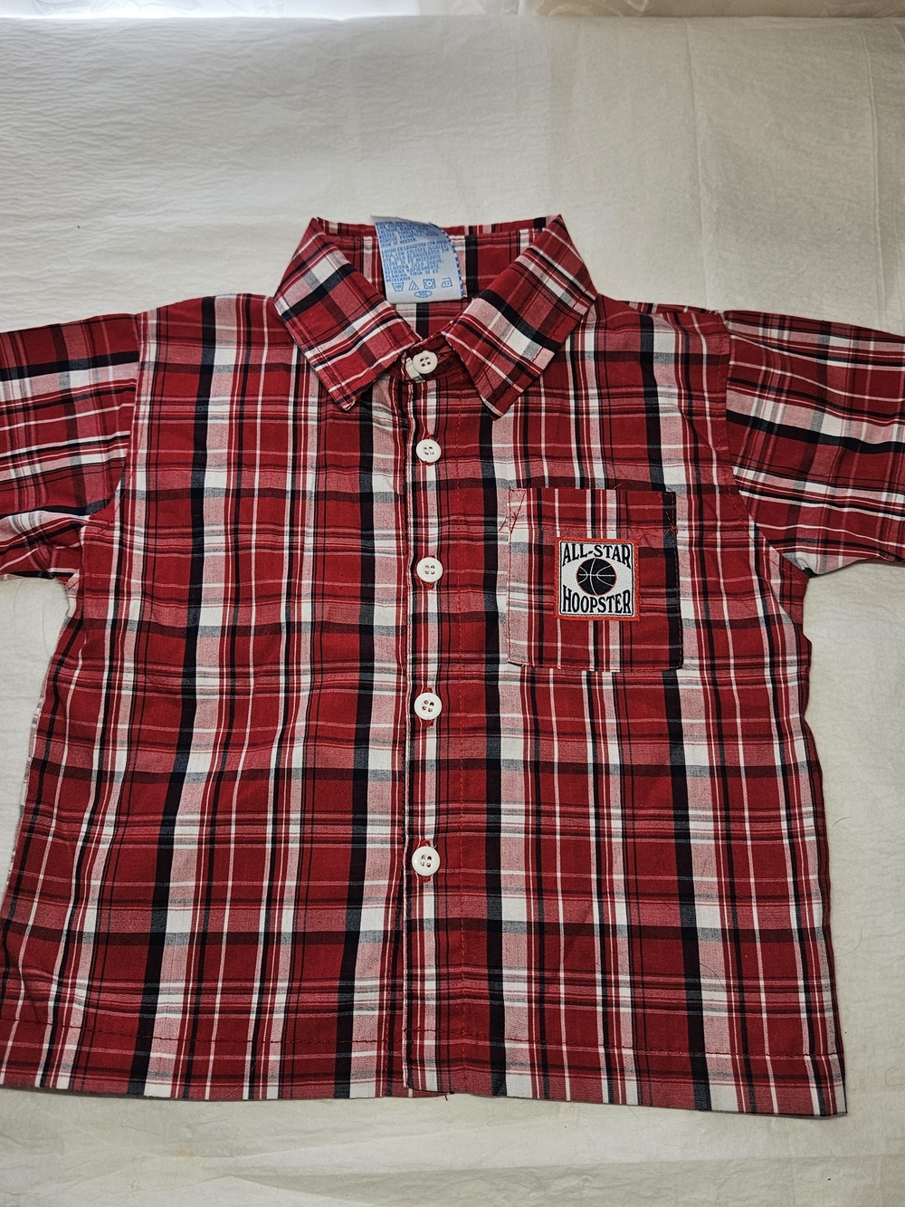 Red Plaid Button-Up Shirt for Kids